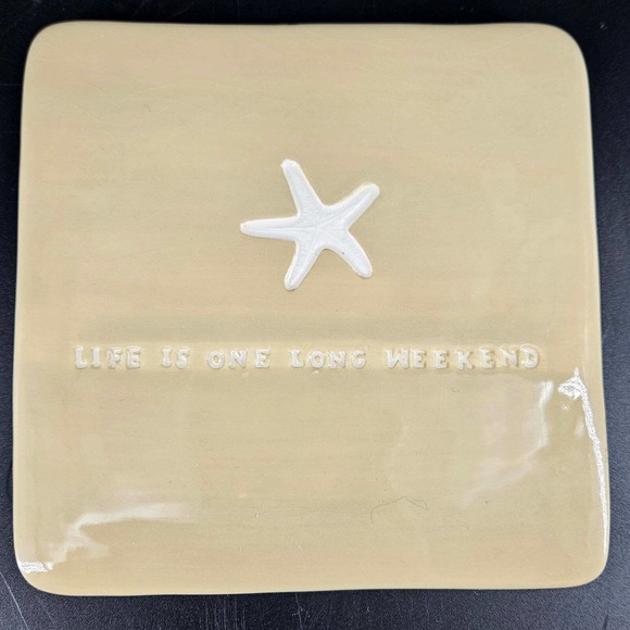 TOMMY BAHAMA Ceramic Life is one long weekend candle tile trivet wall decor - Picture 1 of 3
